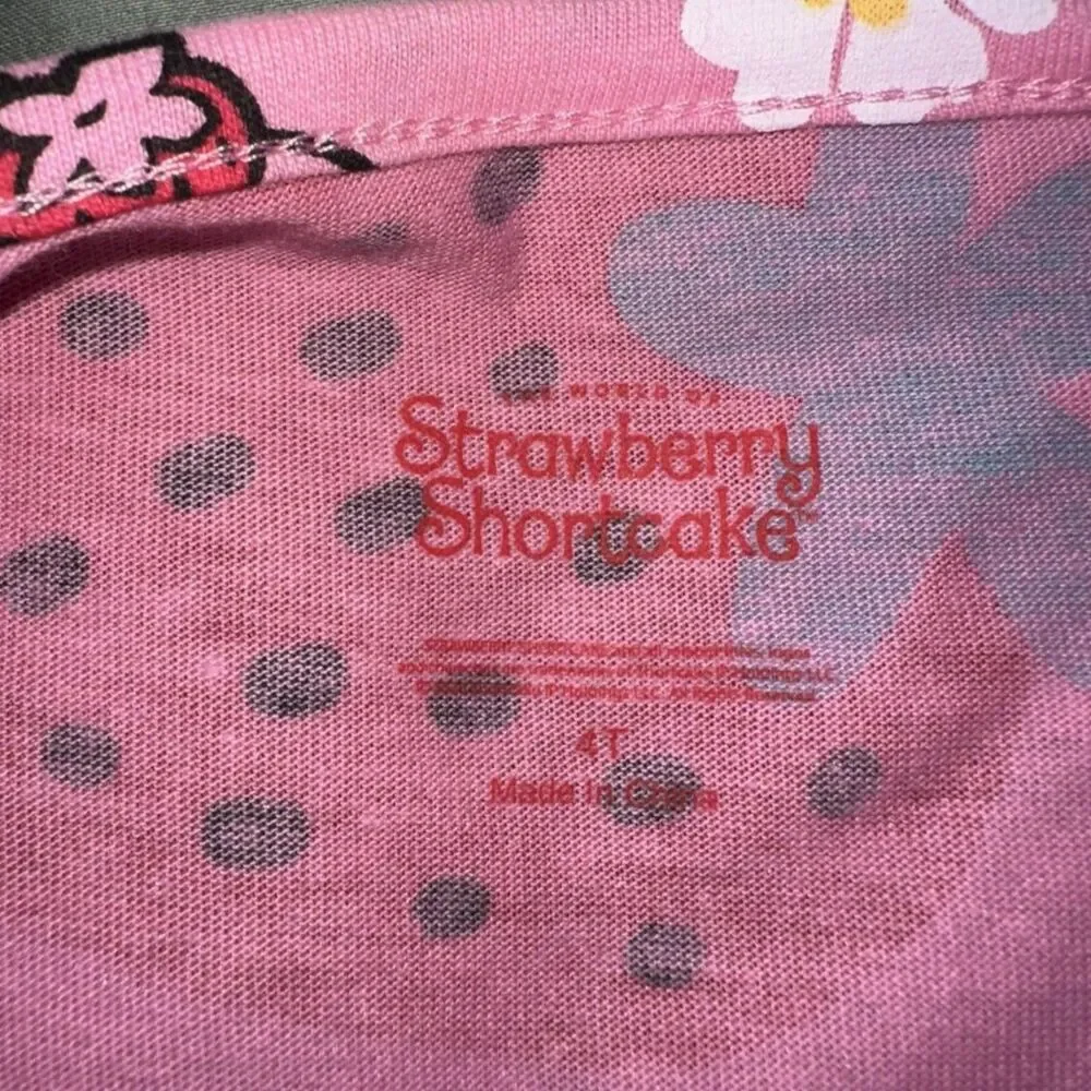 Strawberry Shortcake Girls Pink Strawberry Print Dress Short Sleeve 4T NWT